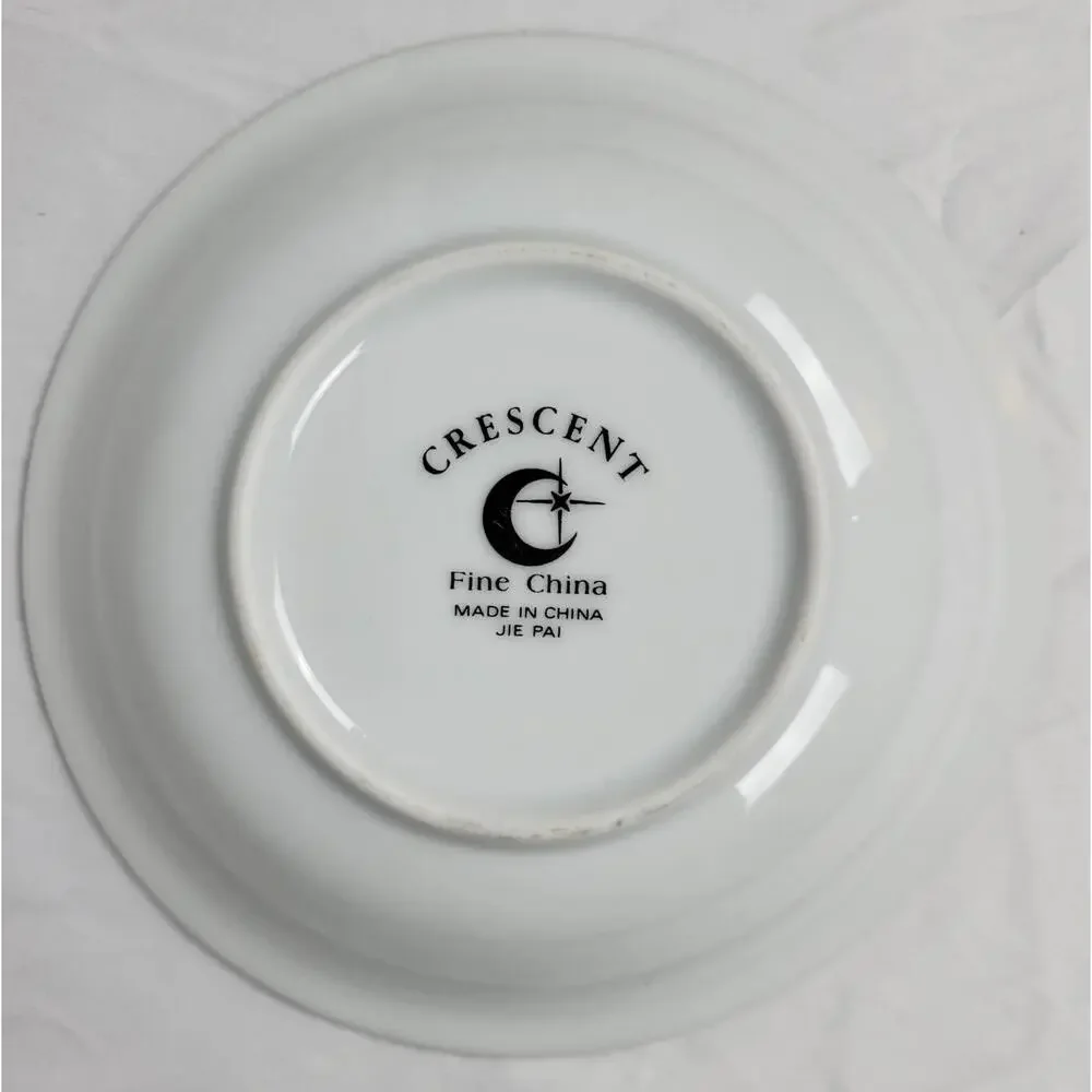 Crescent Fine China Jie Pai Bowl Painted Golden Flowers and Accents